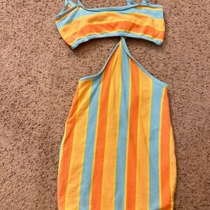 Princess Polly Alicia Mini Orange multi stripe knit Two-Piece dress